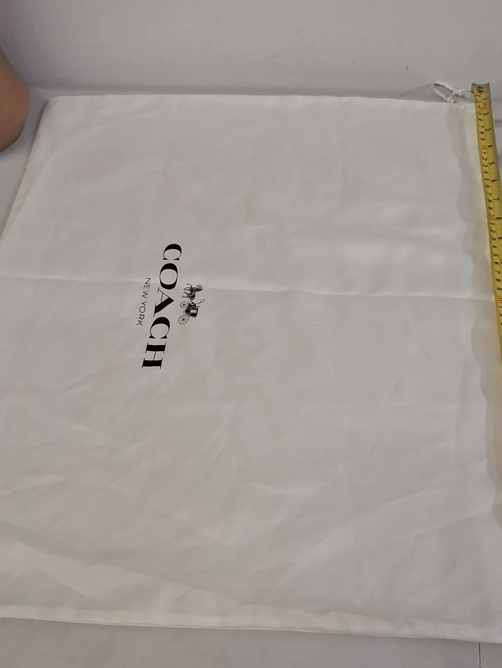 Coach White Drawstring Logo Dust Bag
